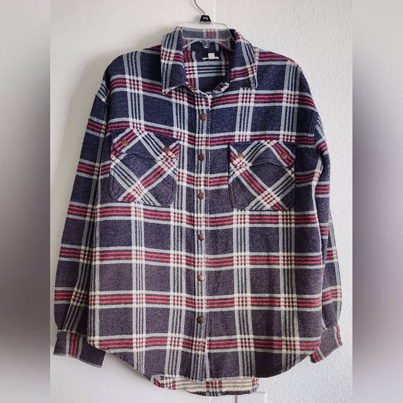 Urban Outfitters Tops - ECOTÉ |  Women's Heavy Flannel Shirt |  Long Sleeve | Snaps Faded Design | M/L